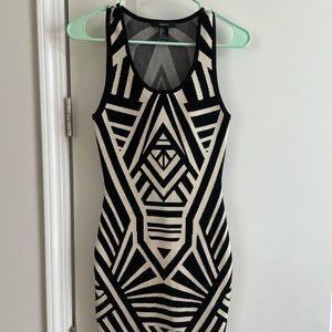 Black and white geo bodycon dress